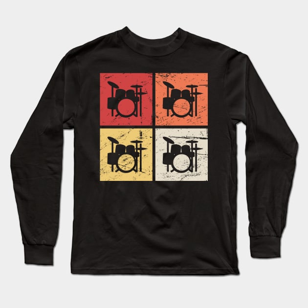 Retro Vintage Drum Kits | Percussion Long Sleeve T-Shirt by MeatMan